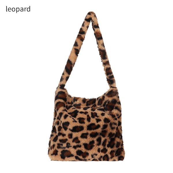 Fluffy skuldertaske Shoppingtaske leopard leopard