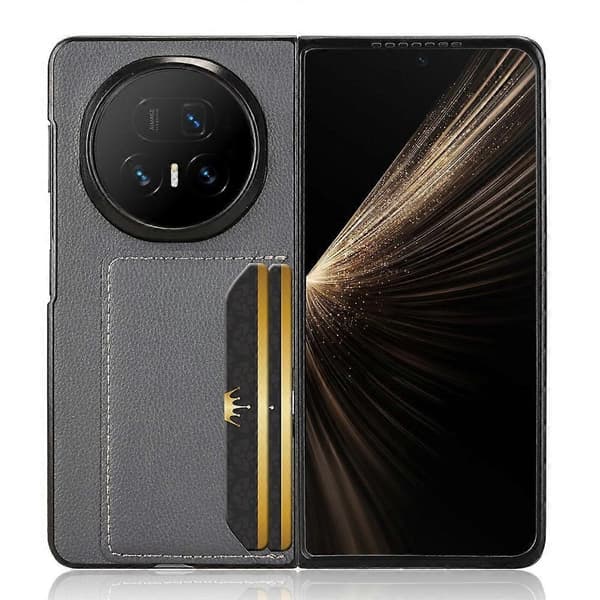 Kompatibel med Honor Magic V5 5G-deksel Kortholder Litchi Tekstur Lær + PC-telefondeksel Grey