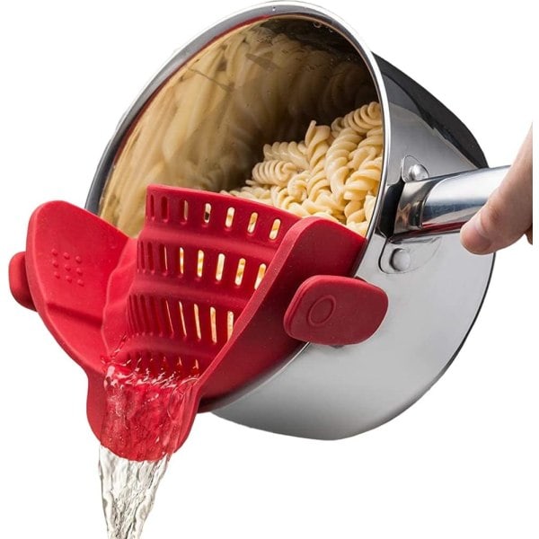 IC Grytsil og pastasil - Justerbar silikone med clip-on si til gryder, kasseroller og skåle - Køkkenske - Grå