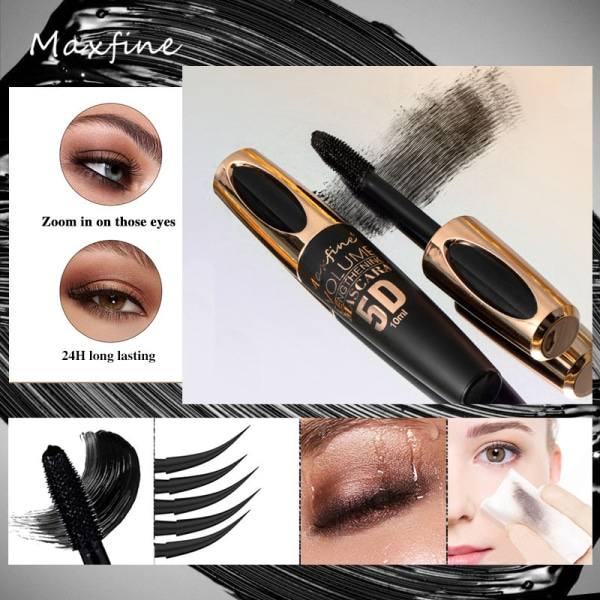 Vandtæt Mascara, 5D Mascara Sort Volumen og længde Vandtæt, Øjenvippemascara, Mascara med Falsk Lash Effekt med blød Mascarabørste