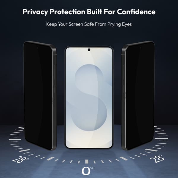 2-Pack Samsung S25 Privacy Screen Protector & 1-Pack Lens Protector - Tempered Glass | [Automatic Installation] - Bubble-Free