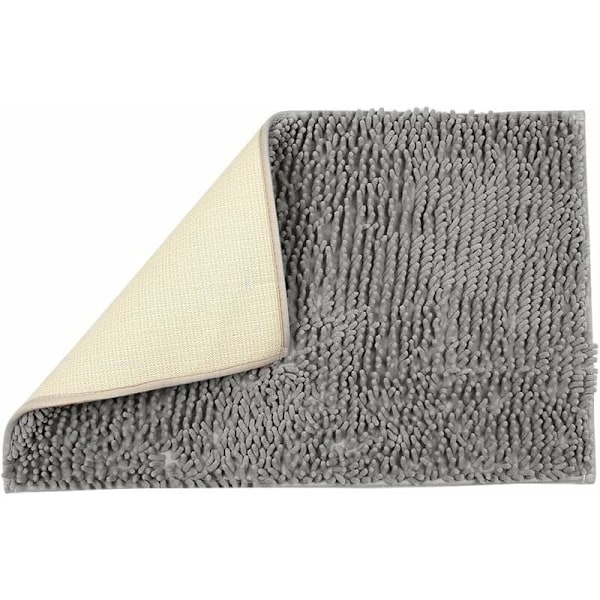 Pehmeä nukka kylpyhuonematto keittiömatto ovimatot liukueste imukykyinen ovimatto kylpy suihkumatto pörröinen matto - 60 x 90 cm, harmaa