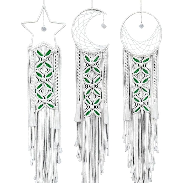 Macrame Dream Catcher - Boho Vævet Vægophæng Dekoration