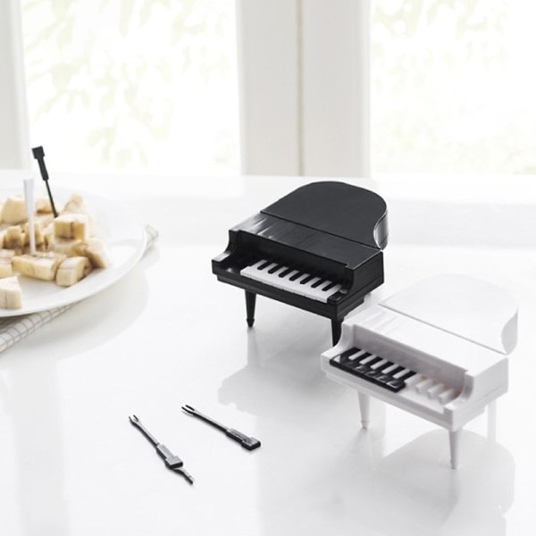 IC 10kpl Piano Hedelmähaarukka Luova Piano Koskettimisto Muovihaarukka Lapsi musta