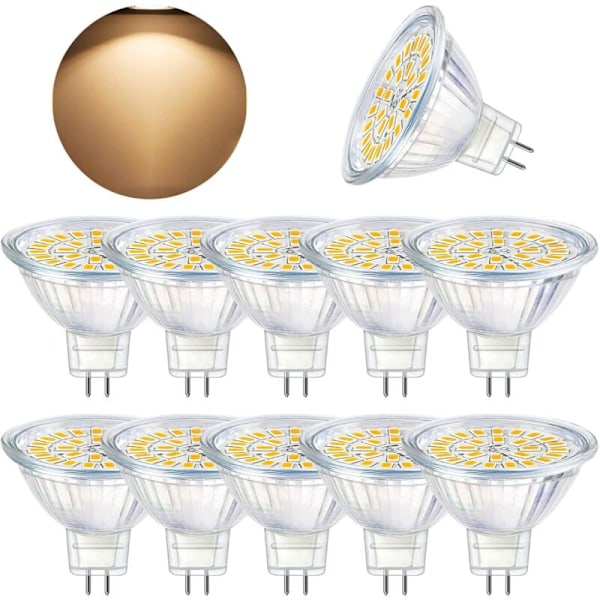 GU5.3 LED-lamppu, MR16 LED 12V 3W vastaa 30W halogeenilamppua, lämmin valkoinen 3000K, ei-himmennettävät LED-kohdelamput, 10 kpl [Energialuokka F]