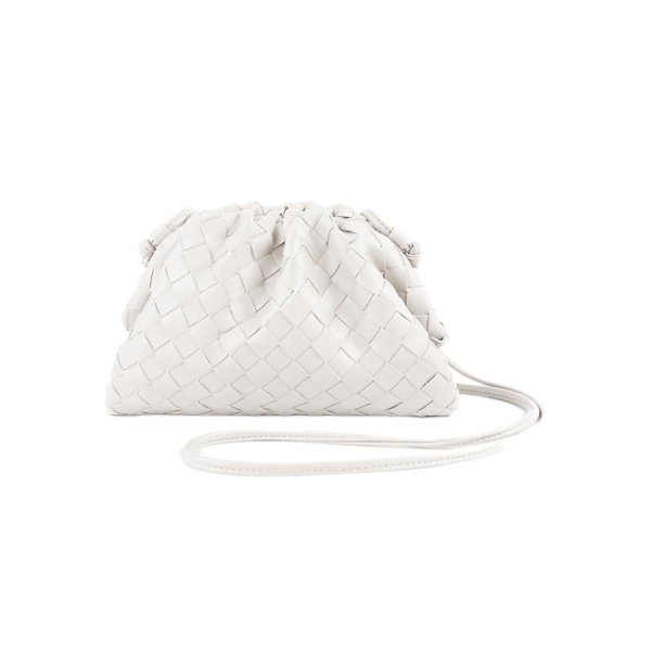 PU-vävd väska Satchel Cloud Mini Läderkoppling white
