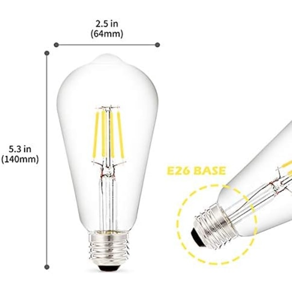 IC Edison Pære Ikke-dæmpbar, retrostil, 9W, 500LM, E27 Medium Base, Egernbur Filament, 4-pak