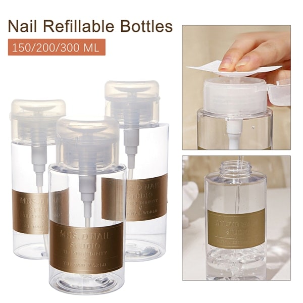 IC 150/200/300 ml Kynsilakan Pumppu Annostelija Tyhjä Pullo Poistoaine Mak 300ML