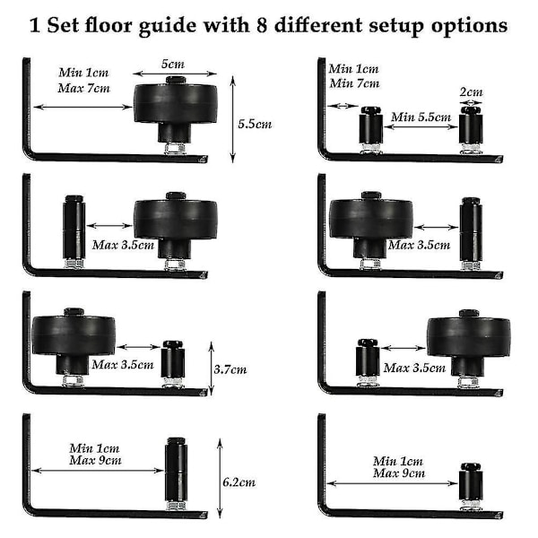 8 i 1 gulvguide justerbar skyvedør gulvguide vegg/bunn dørguide skyvedør guide sett høy kvalitet