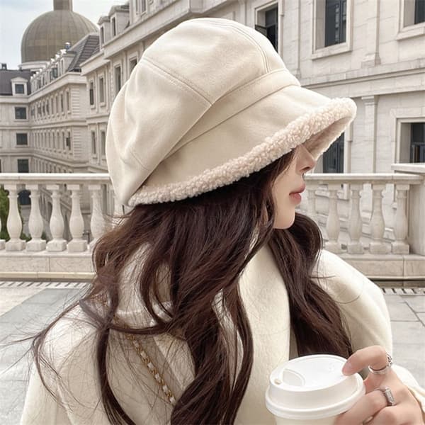 Dame Vinterhatte Ruskind Bucket Hat Varm Tyk Vindtæt Hue black