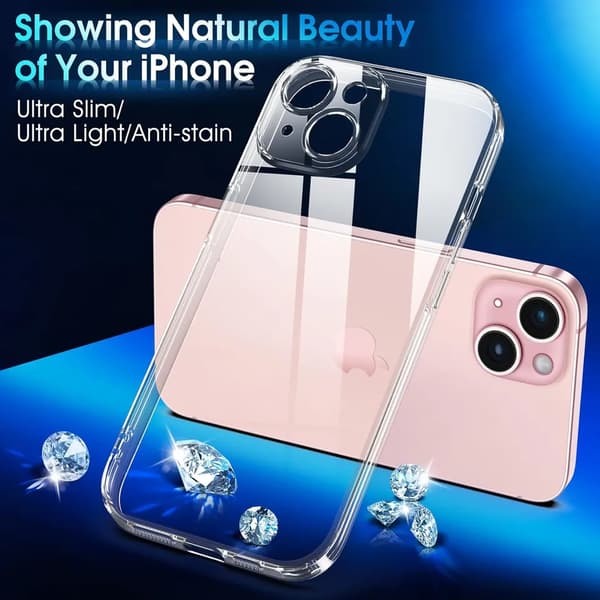 iPhone 15 Transparent TPU-skal – Extra kameraskydd iPhone 15 iPhone 15