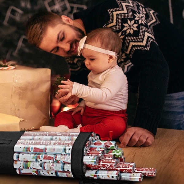 Presentpapper Förvaring Organizer Väska-Svart-Store Upp till 24 Ro