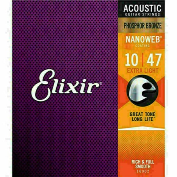 Elixir akustiska gitarrsträngar Nanoweb Phosphor Bronze Light 16002