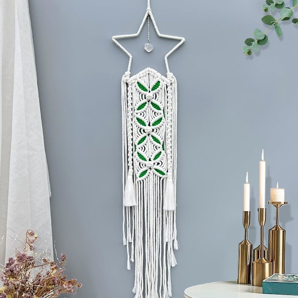 Macrame Dream Catcher - Boho Vævet Vægophæng Dekoration