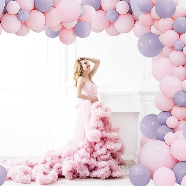 IC 10\" Macaron Färgglada Ballonger, Party Pastell Latex Rosa + Lila - 200 st