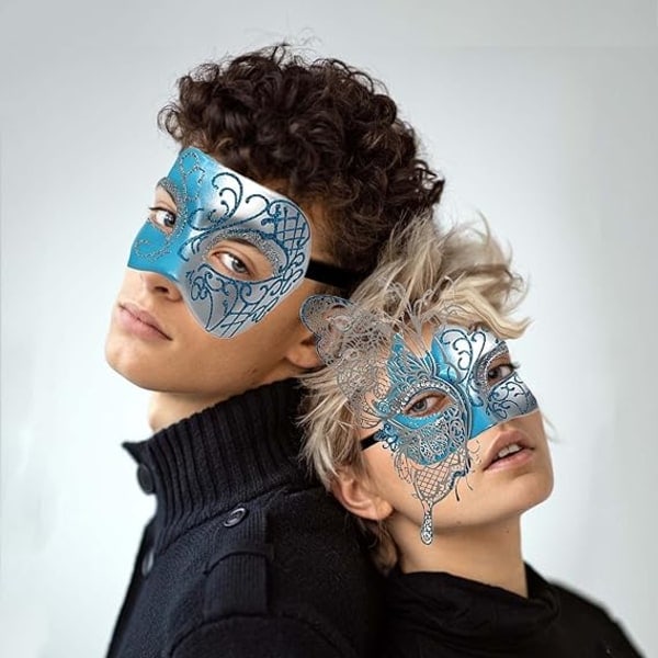 IC Set för par, romerska grekiska masker för män, venetiansk mask för kvinnor för Halloween Mardi Gras