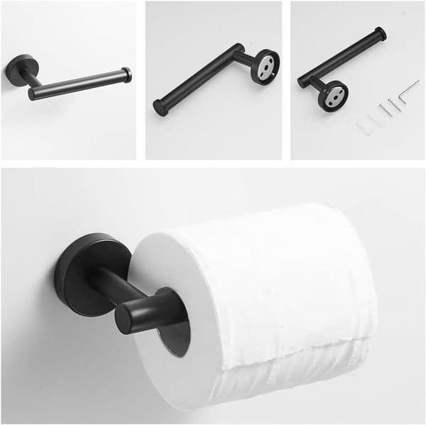 Håndklædestativ/toiletpapirholder/badeværelseskrog, sort, 3-delt sæt i rustfrit stål, badeværelsestilbehør