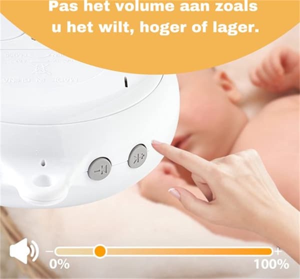 Babyseng Mobil Musikkboks, 360-graders rotasjon, 35 vuggesanger, hvit, for barnerom og babyshower