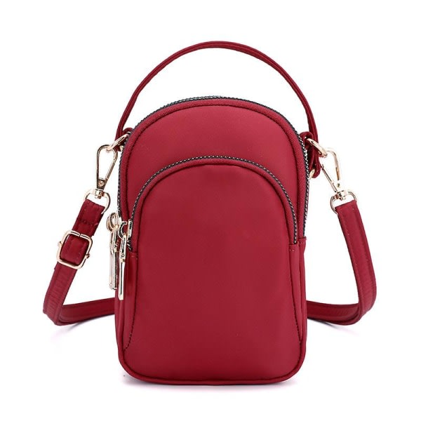 Crossbody-väskor för kvinnor Vattentät nylon liten mobiltelefonväska Smartphone-plånbok med handväska (röd)