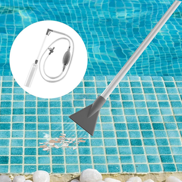 Swimming Pool Støvsuger med 2 Dyseadaptere Klar Siphon Slange Justerbar Ventil Aftagelig Akvarium Vandskift Spa Varmt Karbad Ledningsfri Manuel C