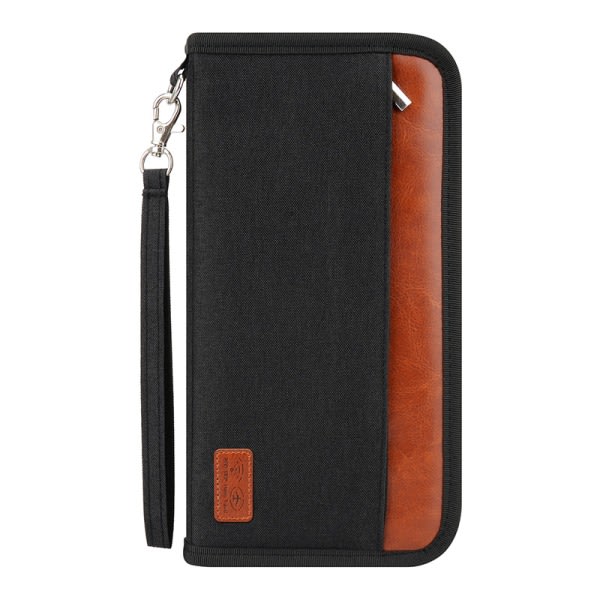 Resepasshållare plånbok med stor kapacitet lång stöldskyddskortväska multifunktionsdokumentväska