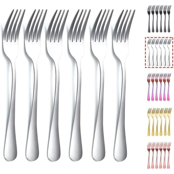 Gafler 6-pak, Rustfrit stål 20,5 cm Bestik, Middagsgafler Sæt med 6