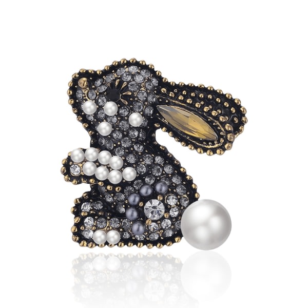 2 st Diamond Rabbit, mode söt pärla brosch pin ornament, propp