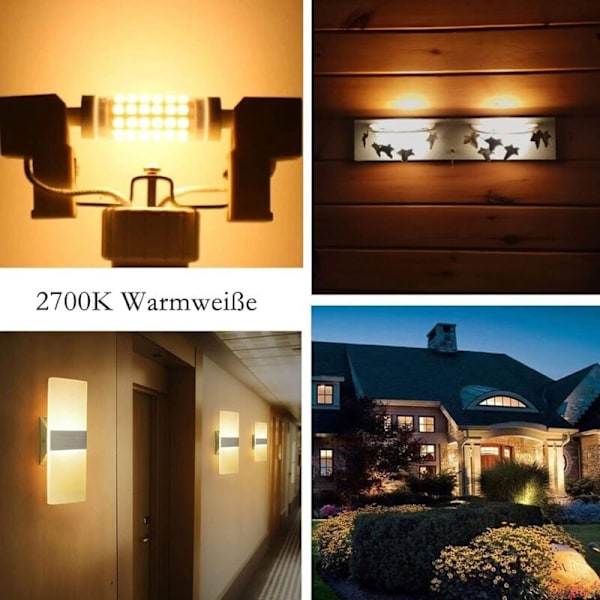 R7S LED 78mm Dimbar Varmhvit 2700K 5W J78 LED Lampe 450lm Erstatter 50W Halogenlampe Lyspære 230V 83 Ra, 2-pakning [Energiklasse E]