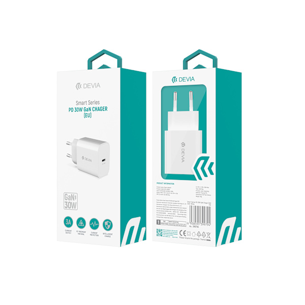 Devia vægoplader Smart PD GaN 30W 1x USB-C hvid