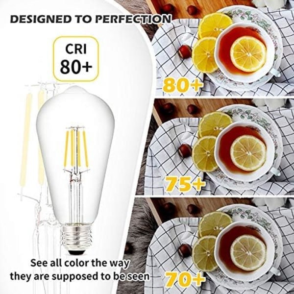IC Edison Pære Ikke-dæmpbar, retrostil, 9W, 500LM, E27 Medium Base, Egernbur Filament, 4-pak