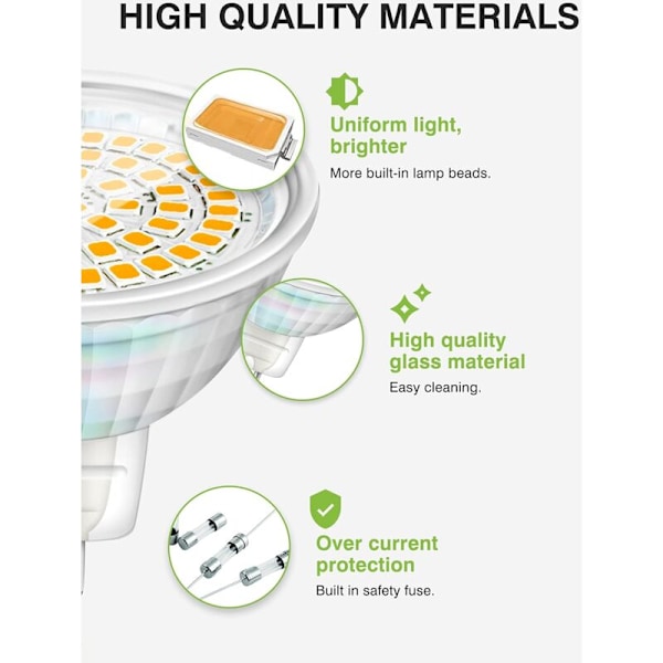 GU5.3 5W 12V MR16 LED Spot Lampor Ersätter Halogen Spotlight 460 Lumen Varmvit 3000K Ej Dimbar 6-pack
