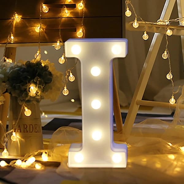 Letter LED Lights Light Up White Plastic Letters Standing Hanging A [DB] I I