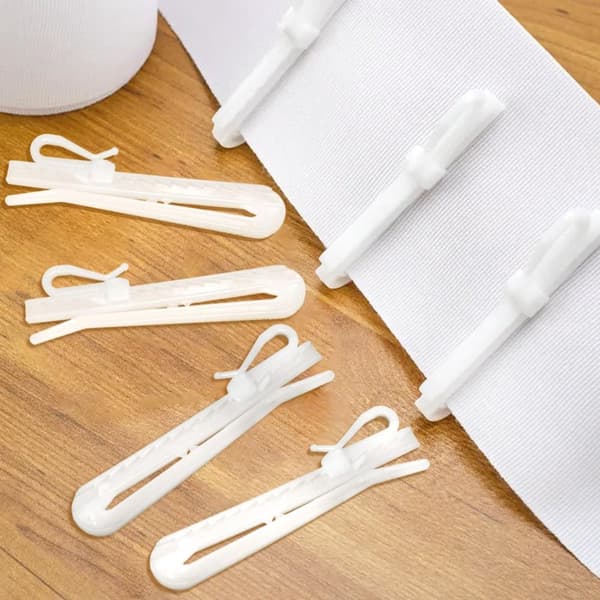 Gardinkroker i plast, 60 stk, justerbare rynkekroker, 85 mm