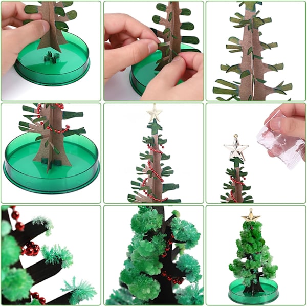 Mini Juletre Kunstig, 3 Stykker Små Juletre Selvvoksende, Romantisk Magisk Papirtre, DIY Krystalldyrking, Kreativt Leke, Barn (A) en