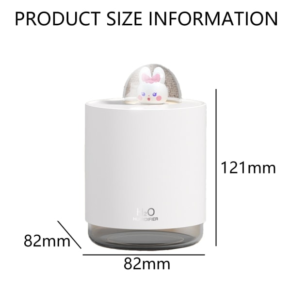 IC Mini Bærbar Bord Luftfugter - Sød Kanin USB Cool Mist Air Hvid