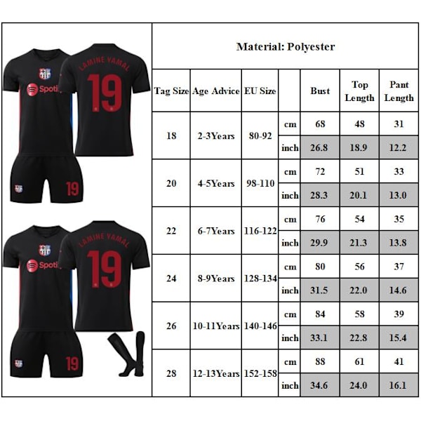 2024-2025 Barcelona Bortatröja Barn Fotbollströja Set No.19 LAMINE YAMAL Tröjor Kläder Fotboll Träningsuniform 28