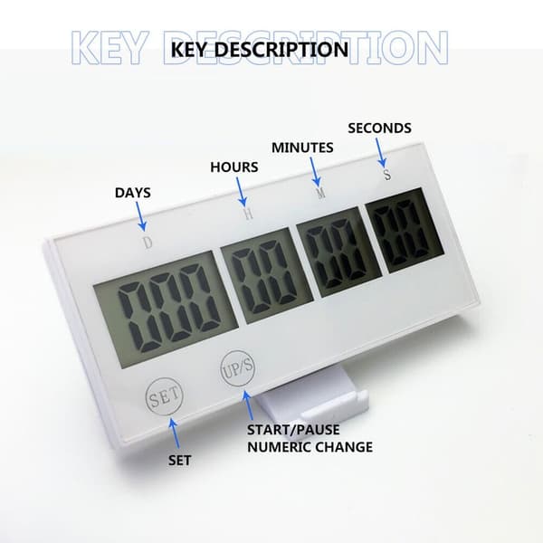 999 Dages Nedtællingsur Elektronisk Digital Timer SORT Sort Black