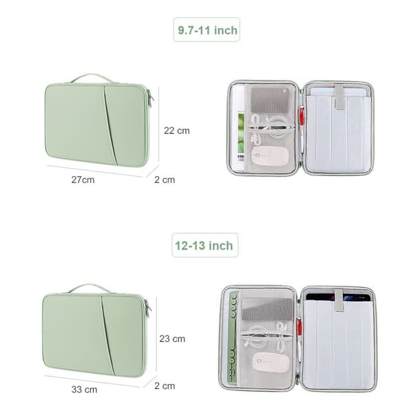Tabletfodral Skyddsfodral USB-kabel Förvaring för iPad Grön Green For 9.7-11 inch