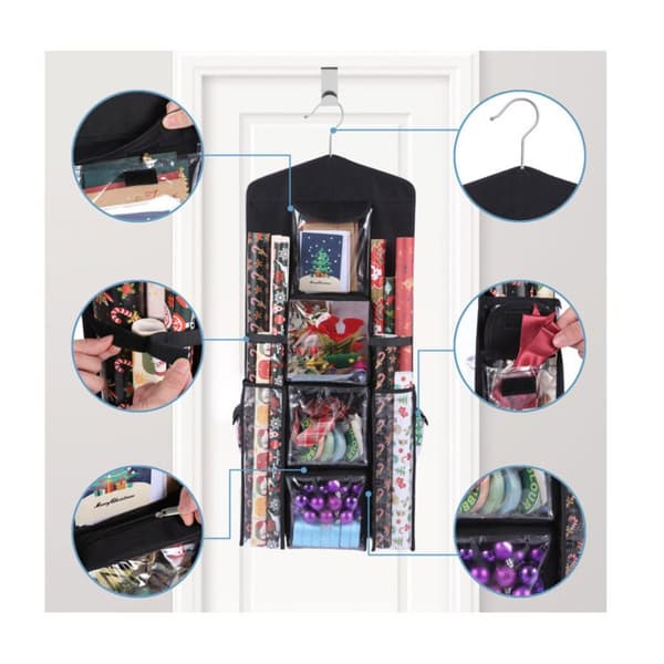 Gavepose Organiser Oppbevaringsholder for gavepapir, svart black