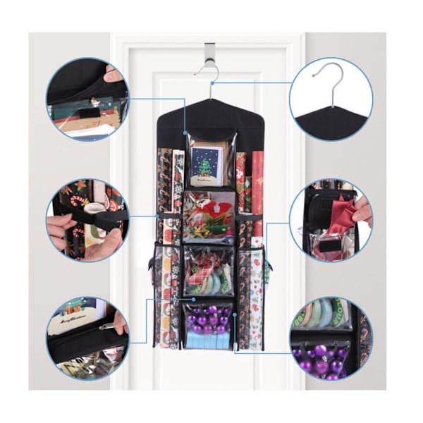 Gavepose Organizer Opbevaringsholder til indpakningspapir sort black