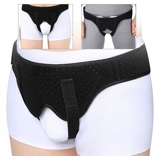 Män Inguinal Bråckstöd Bälte Dubbel Ljumskbråck Smärtlindring Truss Brace Män