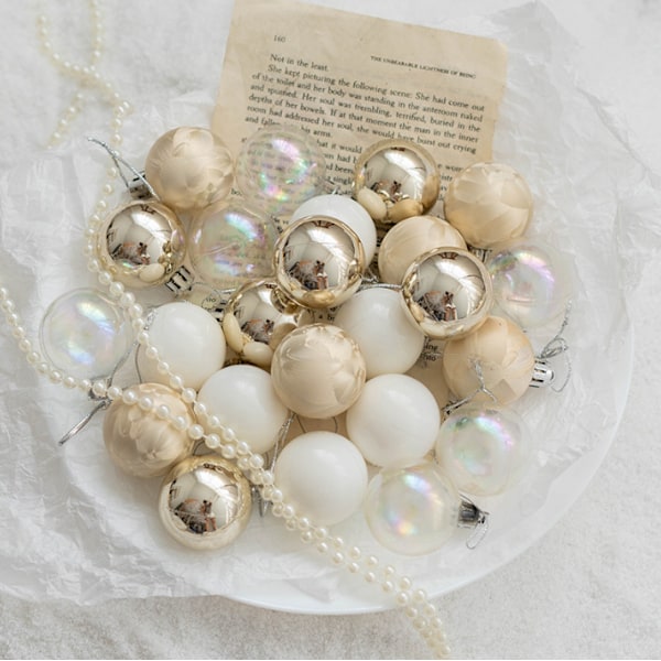 Champagne Julgranskulor Set Julgransdekoration 24pcs 4cm