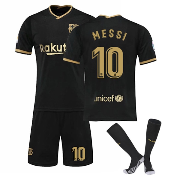 20-21 Barcelona drakt hjemme og borte svart, gull og rosa Messi fotballuniformsett Barcelona pink No. 9 black socks 26#