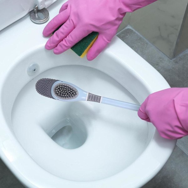 Sukellusankka-wc-harja söpöllä ankanmuotoisella ilmanvaihtoaukkopohjaisella 360° pyöreällä silikonisilla hankausharjalla wc-pää, harja (keltainen) Gul
