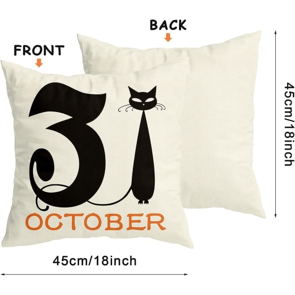 IC Halloween-dekorasjoner Putetrekk 45x45 cm Sett med 4 for Halloween-dekor innendørs utendørs, festutstyr Gårdshus Hjemmeinnredning