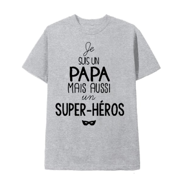 T-shirt Homme Gris Je Suis Un Papa Et Un Super Heros XXL