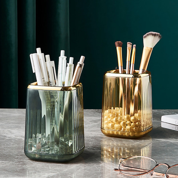 IC Makeup Organizers Desktop kosmetisk børste opbevaringsboks Case L Guld