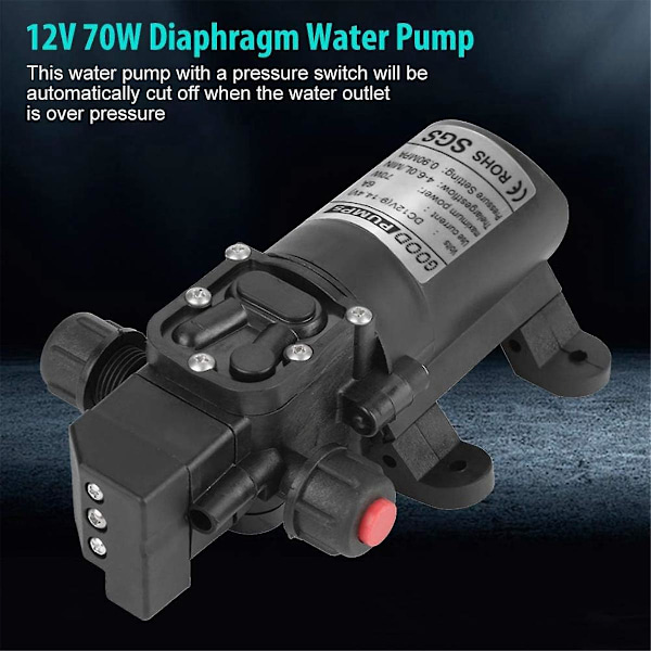 12V vandpumpe, 12 volt vandpumpe, DC 12V 6A 70W elektrisk vandpumpe, selvpumpende vandpumpe-højt tryk, 12V pumpe