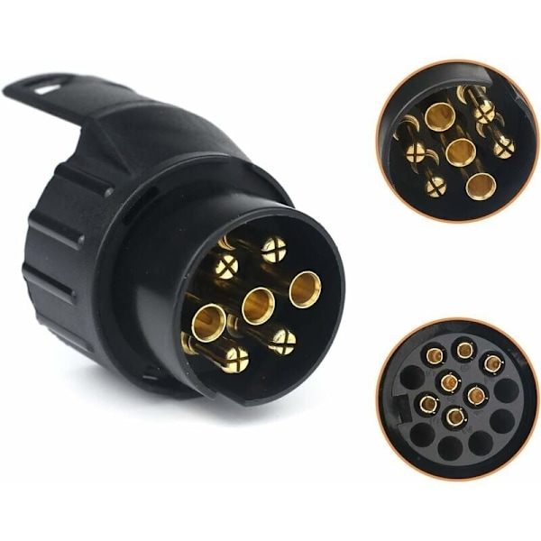 7/13 Tilhengerpluggadapter 7 til 13 Pins Hengerfestekontakt 7-polet til 13 Pins for Bilhenger, Traktor, Campingvogn, Sykkelstativ..DEBUNS