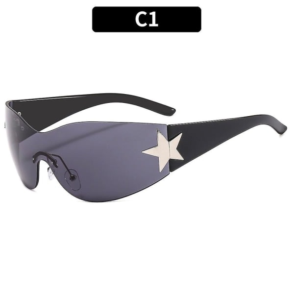 Fashion punk Y2k solglasögon för kvinnor män Mode surround solglasögon Shadow star dekorativa glasögon UV400 glasögon